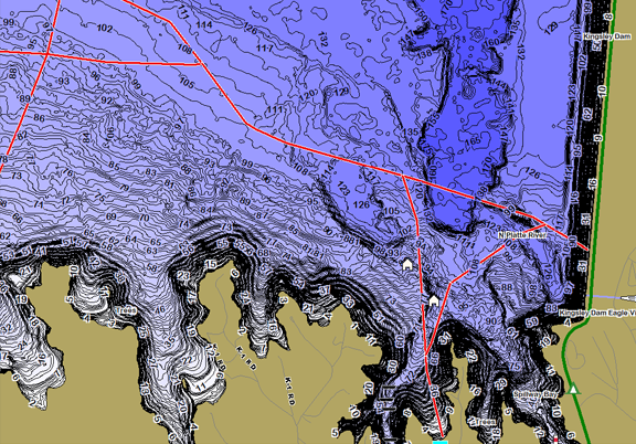ChartSelect's contour preview for LakeMaster Legacy Great Plains V6 LakeMaster Legacy Region
