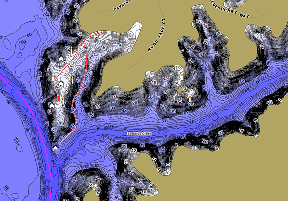 ChartSelect's contour preview for LakeMaster Legacy Southeast States V5 LakeMaster Legacy Region